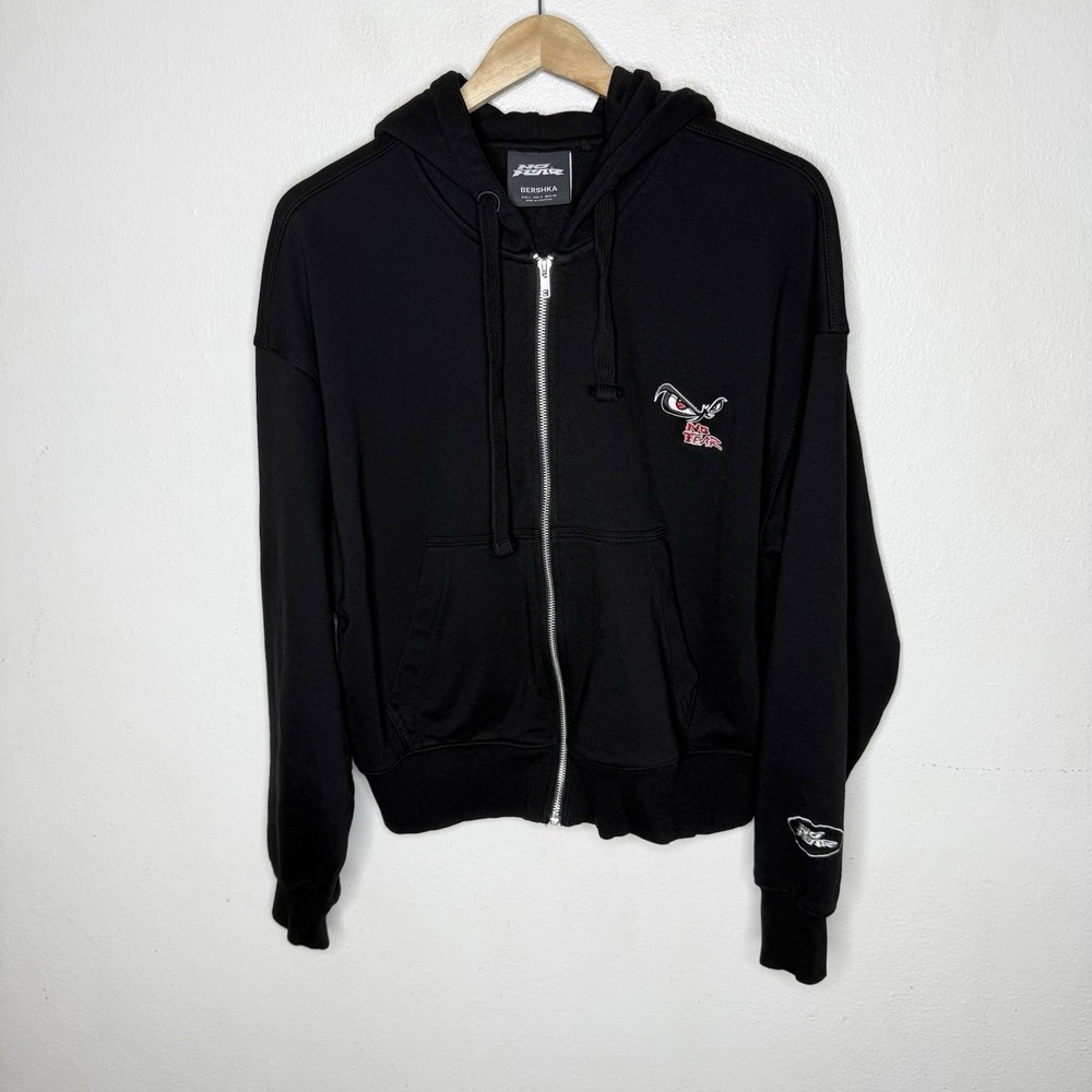 No Fear Bershka Eyes Black Hoodie Zip Up Men's Small